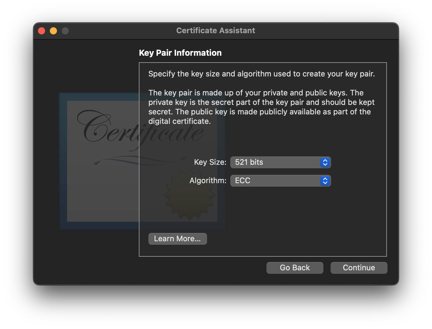 Certificate encryption strength